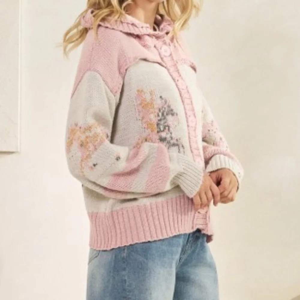 Cozy Horse Western Graphic Wide Collar Button Down Cardigan - Picture 7 of 8